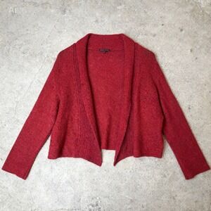 Eileen Fisher Wool Mohair Blend Red Cardigan Open Front size XS